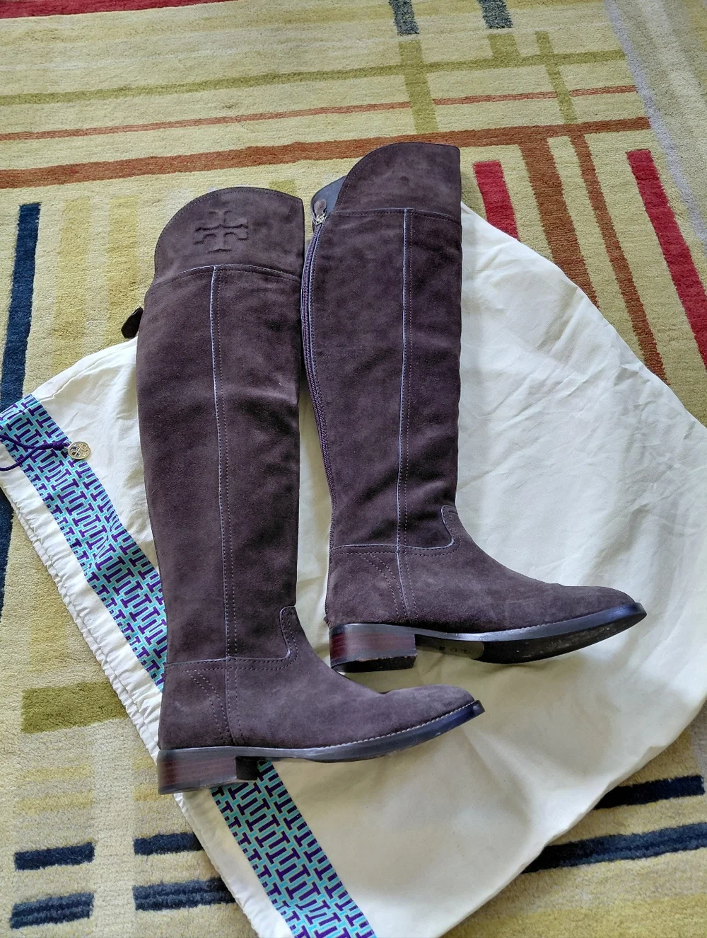 Tory Burch over the knee brown leather Simone boots & dust bag Womens 5.5